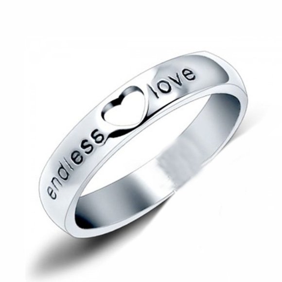 🔥 Silver Letter Heart Shape Ring for Men / Women, HA4062 - Picture 1 of 1
